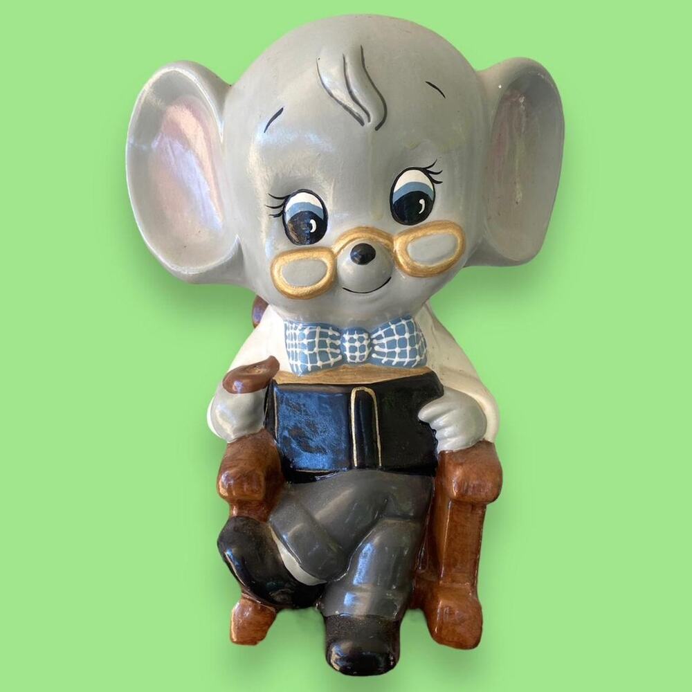Vintage grandpa mouse piggy bank